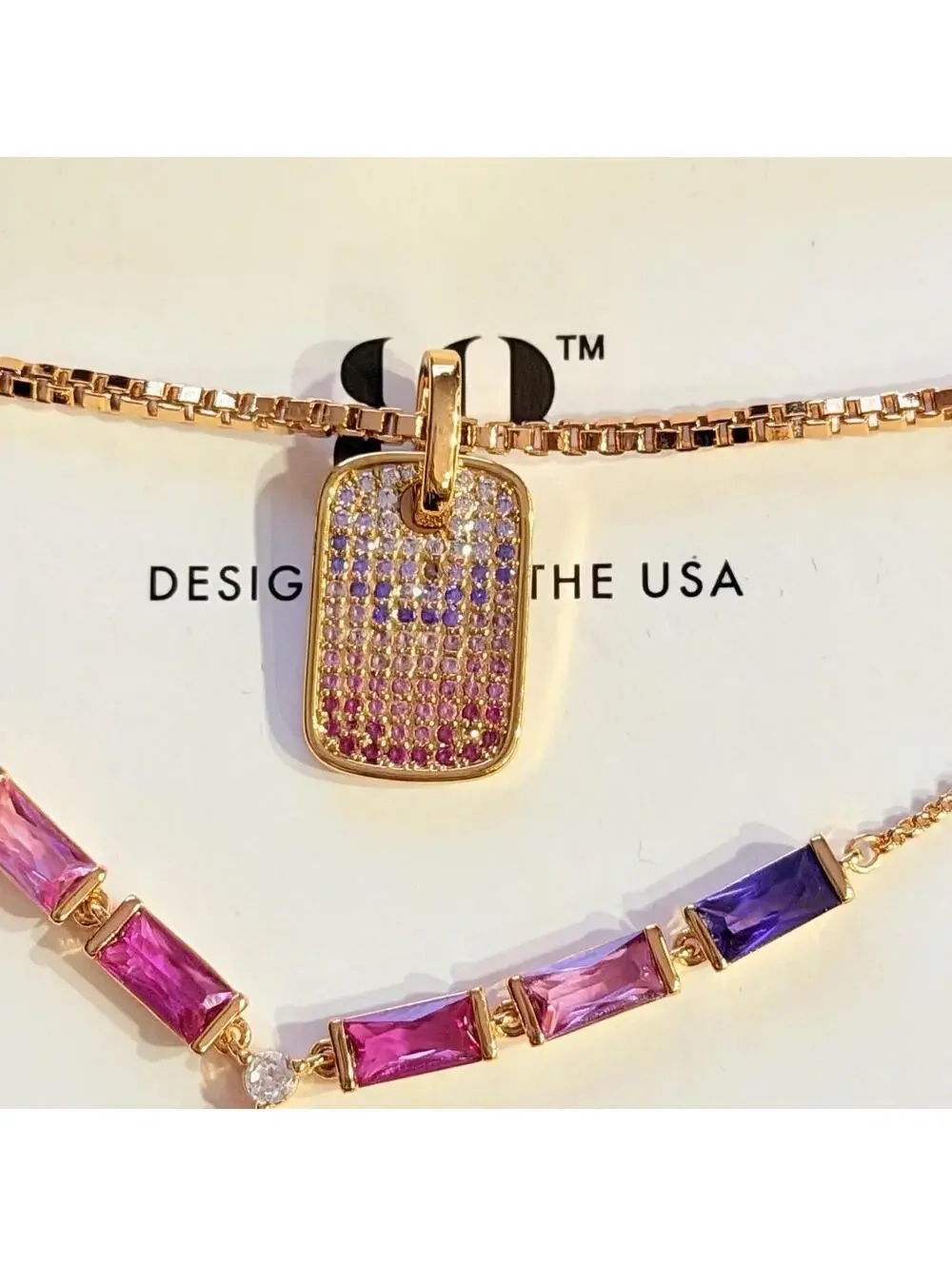 Bomb Party Brown Box Luxe Layers “She’s Giving Edgy Princess” Pink Dog Tag RETRO